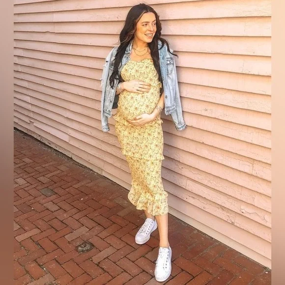 Pinkblush floral smocked bodycon midi dress nwot - Picture 7 of 14